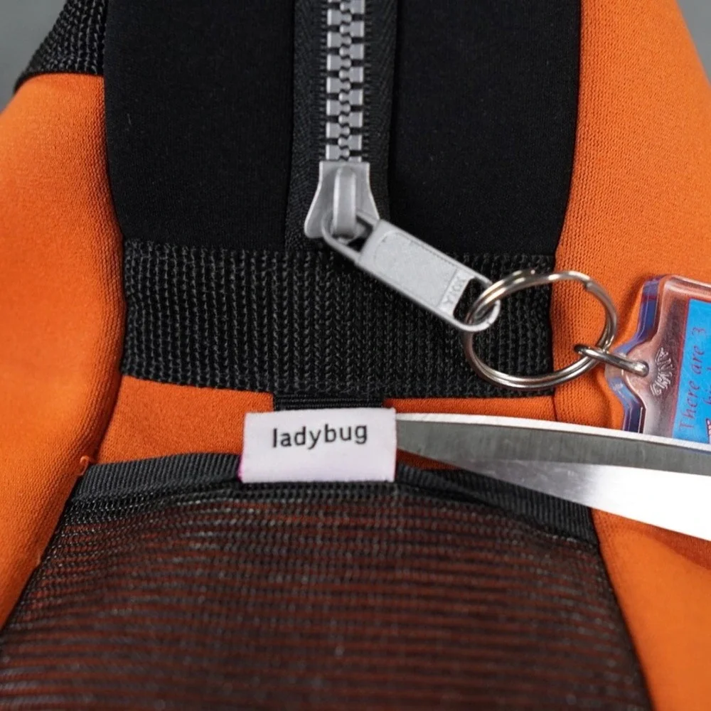 Ladybug Backpack Sling Bag Unisex Orange Daisy Flower Neoprene Mesh Pockets